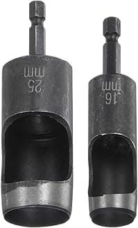 HARFINGTON 2pcs 16mm,25mm Leather Hollow Hole Punch 1/4" Hex Shank for Drills, Belt Hole Punch Punching Cutter Tool for Thick Fabrics Leathercraft Working