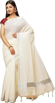 Sarees for Women - Kasavu Pure Cotton Saree with Tassels - Perfect for Traditional & Formal Occasions