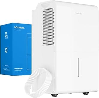 hOmeLabs Dehumidifier for Home, Office, Basements with Powerful Moisture Removal, Humidity Control, Auto Shut-off, Quiet Operation - 7,500 Sq Ft Wi-Fi with Pump (50 Pint MAX 120 Pint at 95°F, 90% RH)