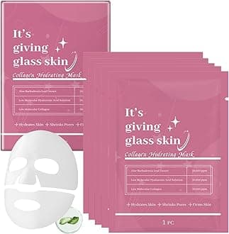 5PCS Glass Skin Collagen Mask - Deep Hydrating Face Mask - Korean Skincare Face Masks for Firming & Moisturising - Collagen Face Mask Glowing, Reduce Fine Lines & Wrinkles, Firming