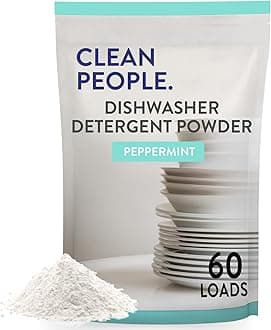 The Clean People Dishwasher Detergent Powder | Cuts Grease and Rinses Sparkling Clean | Residue-Free (30 Ounce, Peppermint)