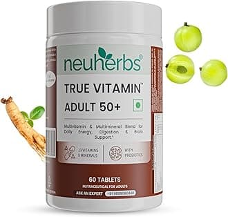 Neuherbs Multivitamin Tablets for Adults 50+ | 60 Count | True Vitamin Adult Multivitamin with Vitamin C, B12, D, Iron, Zinc & Magnesium | Supports Energy, Immunity, Heart, Joint & Overall Health for Men & Women