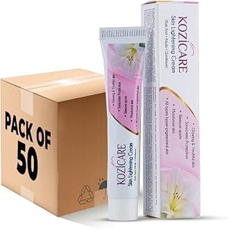 Kozicare Skin Lightening Cream - 15gm (Pack of 50)| Enriched with Kojic Acid, Alpha Arbutin, Glutathione, Niacinamide and Vitamin C | Best for Melasma, Pigmentation, Acne Scars, Dark/Age Spots