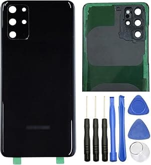 Ubrokeifixit Galaxy S20+ Rear Back Glass Cover Replacement for Samsung Galaxy S20+ G985 6.7",S20+ 5G G986,Pre-Cut Tape(NOT for S20 6.2",NOT for S20 Ultra 6.9") (Black+Camera Lens)