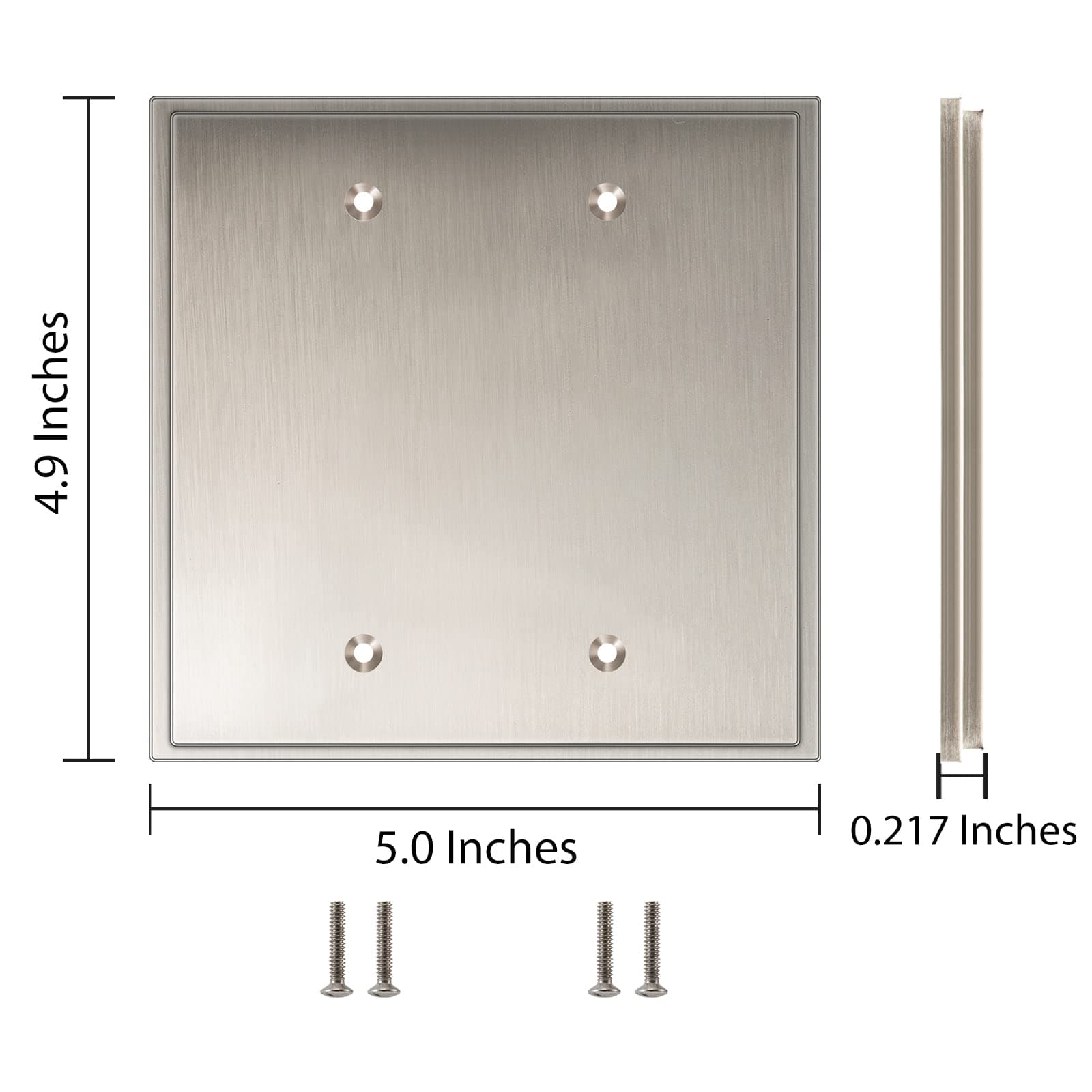 Henne Bery Soft Modern Decorative Wall Plate Switch Plate Outlet Cover (Double Blank, Satin Nickel)