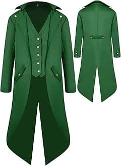 Renaissance Steampunk Tailcoat Halloween Costumes for Boys, Medieval Pirate Vampire Victorian Jacket Frock Coat Kids