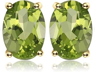 JewelryPalace Natural Garnet Peridot Amethyst Citrine Blue Topaz Birthstone Stud Earrings for Women, 14k Gold Plated 925 Sterling Silver Earrings for Women, Gemstones Jewelry Sets for Girls