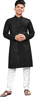 Trustous Men's Indian Ethnic Wear Straight Lucknowi Kurta