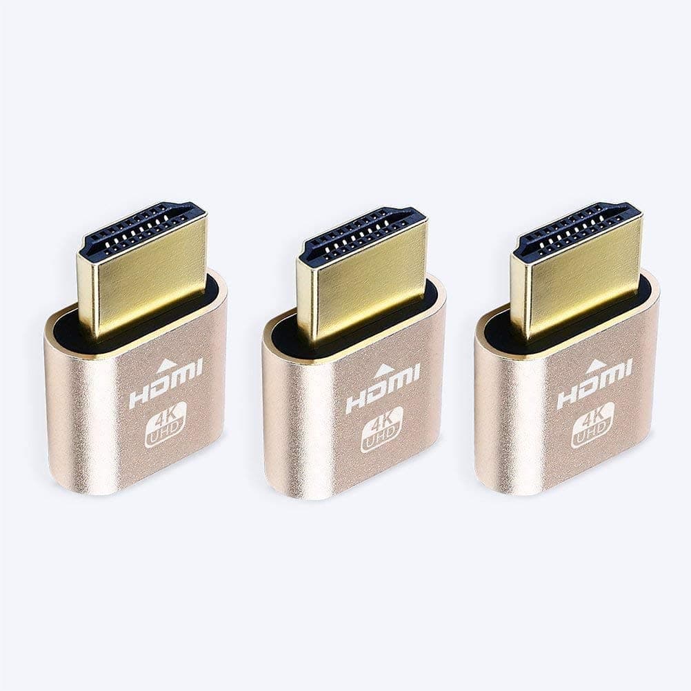 HDMI Dummy Plug 4K Display Emulator Compatible with Windows Mac OSX Linux (fit-Headless, 3 pack)