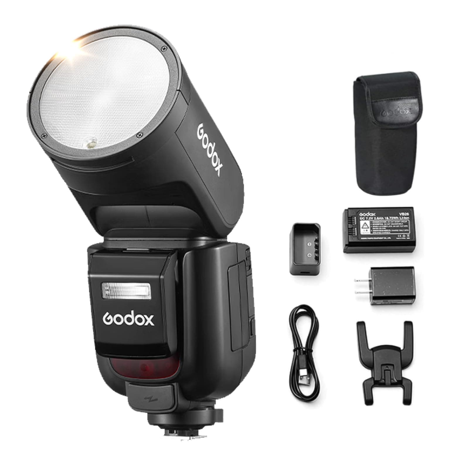 V1-C V1 Li-on TTL On-Camera Round Flash Speedlight Compatible with Canon, Black