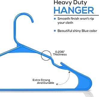 Utopia Home Clothes Hangers 50 Pack - Plastic Hangers Space Saving - Durable Coat Hanger with Shoulder Grooves (Blue)