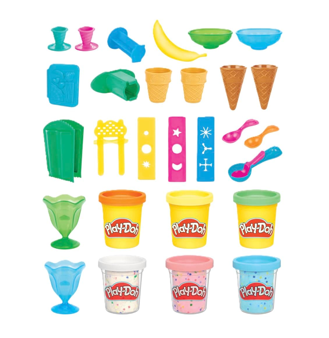 Kitchen Creations Ice Cream Party Set, 22 Tools & 6 Colors, 2-Ounce Cans, Preschool Toys, Christmas Gifts for Girls & Boys, Ages +3 (Amazon Exclusive)