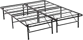 Bed Frame Queen Metal Platform Bed Frame 14 Inch High Mattress Foundation Queen Size Box Spring Replacement Heavy Duty Steel Slat Profile Smart Base Noise-Free Easy Assembly Under-Bed Storage,Black
