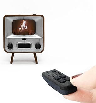 TinyCircuits TinyTV 2 Portable Retro Mini TV – 1.14″ IPS Screen, Preloaded & Uploadable Videos, USB-C Rechargeable, Knob Controls + Tiny Remote (Brown)