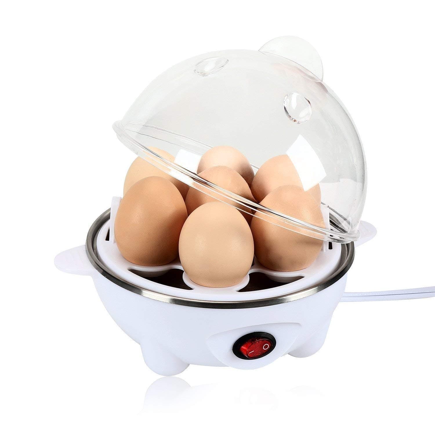 MuBoc Egg Cooker,Electric Egg Maker with Measuring Cup and Yolk Separation Spoon Steamer Boiler 7 Capacity Automatic Shut Off White