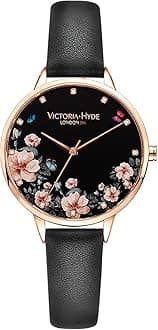 Fashion Elegant Floral Dial Watch for Women Quartz Genuine Leather Strap Wristwatch Mother's Day Gifts