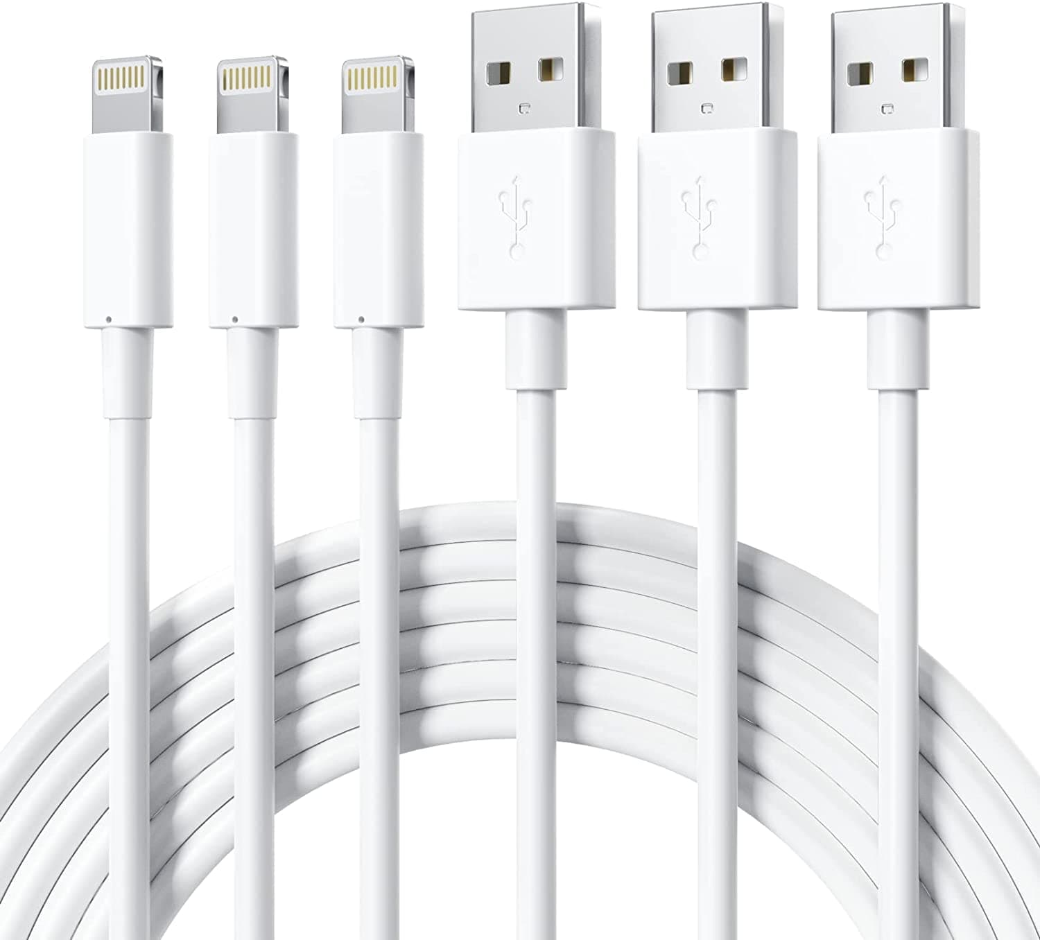 3 Pack 1m White MFi Certified Lightning iPhone Charger Cable, Compatible with iPhone 13/12/11/X/8/7/6/5, Fast Charging & Data Transfer Up to 480 Mbps