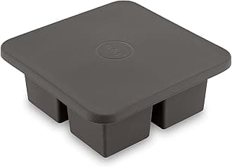 W&P Peak Silicone Extra Large Cube Ice Tray w/ Protective Lid | Charcoal | Easy to Remove Ice Cubes | Food Grade Premium Silicone | Dishwasher Safe, BPA Free