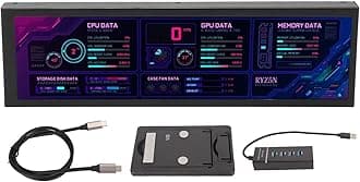 Sanpyl Computer Temp Monitor, 8.8 Inch USB C Mini Screen, PC Temperature Display, CPU GPU SSD Data Monitor, PC Sensor Panel for Desktop Gaming (Black)