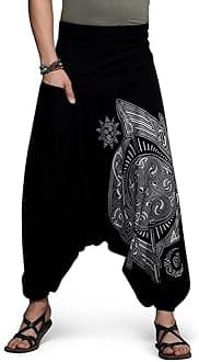 The Veshti Company Printed Harem Pants for Men's Cotton Hippie Style Baggy Boho Yoga Pajama Pant with Pocket