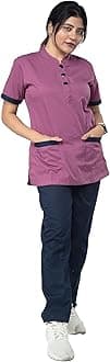 UNIFORM CRAFT Women's Polyester and Cotton Twill Support Staff Uniform, Purple and Navy blue