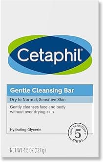 Cetaphil Gentle Cleansing Bar, 4.5 oz Bar (Pack of 6), Nourishing Cleansing Bar For Dry, Sensitive Skin, Non-Comedogenic, Dermatologist Recommended Sensitive Skincare Brand