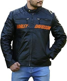 Mens Black Leather Jacket 100% Genuine Cowhide Leather Biker Jacket for Men