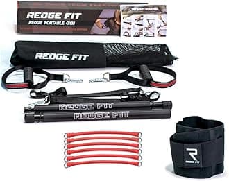 Redge Fit™ Complete Portable Full Body Home Gym Park Workout Set I Resistance Bands for Beginners to Elite Athletes I Collapsible Resistance Bar I Train Insane (Upgraded Version)