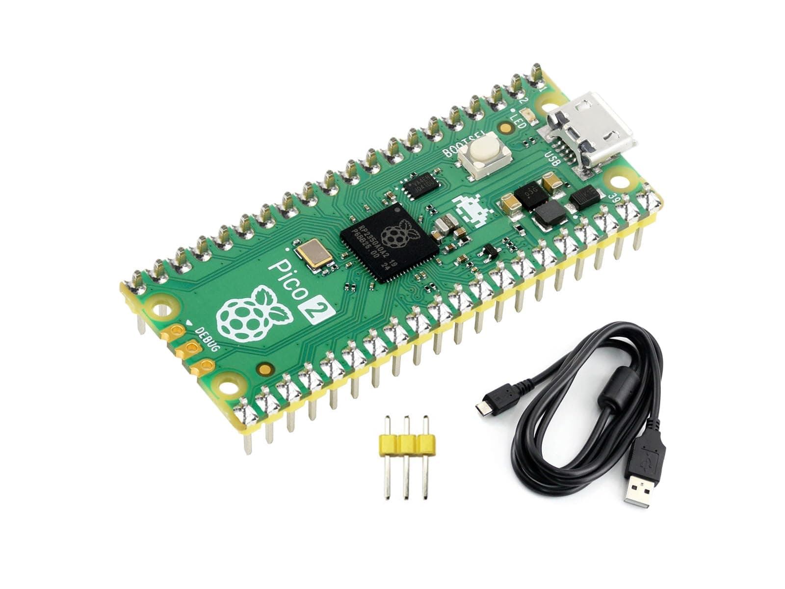 Pre-Soldered Raspberry Pi Pico 2 Microcontroller Board Based on the Raspberry Pi RP2350 Chip, with Dual-Core and Dual Architecture Design, Working up to 150MHz (with Header)