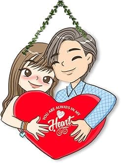 ArtvibesEngineered Wood Love Heart Wall Hanging For Home Decor | Couple Gifts | Items For Girlfriend Boyfriend Husband Wife | Living Room Decoration | Art Piece For Bedroom (Wh_8308N)