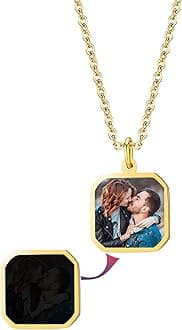 IBLUCTRY Personalized Custom Heat Activated Magic Necklace with Hidden Picture - Heat Color Changing Picture Necklace - Trendy Gift for Women, Men, Christmas, Birthday