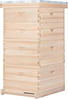 BeeCastle 10-Frame Complete Bee Hives and Supplies Starter Kit, Beehives for Beginners with Beehive Frames and Waxed Foundations (2 Deep Bee Boxes & 2 Medium Super Bee Boxes)