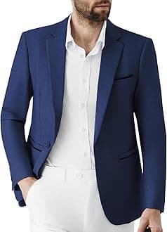 Mens Blazer 1 Button Casual Slim Fit Blazer Jacket Business Lightweight Suit Jackets Wedding Tuxedo