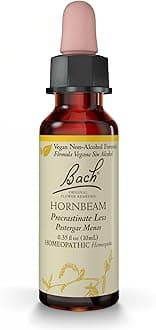 Bach Original Flower Remedies, Hornbeam for Procrastination (Non-Alcohol Formula), Natural Homeopathic Flower Essence, Holistic Wellness and Stress Relief, Vegan, 10mL Dropper