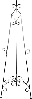 Deco 79 Metal Scroll Display Easel Tall Adjustable Floor Standing Easel with Gold Accents, Display Stand 21" x 27" x 65", Black