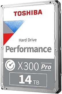 Toshiba X300 PRO 14TB High Workload Performance for Creative Professionals 3.5-Inch Internal Hard Drive – Up to 300 TB/Year Workload Rate CMR SATA 6 GB/s 7200 RPM 512 MB Cache - HDWR51EXZSTB