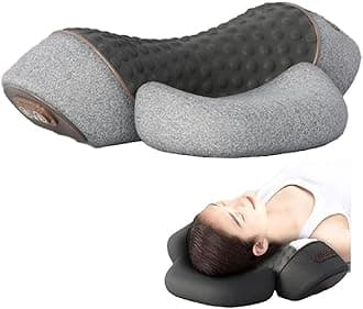 Core-Hero 3-in-1 Neck Massage Pillow, Neck and Shoulder Massager with Heat 3 Modes, Adjustable Memory Foam Pillows, Ergonomic Pillow, Memory Foam Pillows for Neck Stretcher Massage Relaxer (Gray)