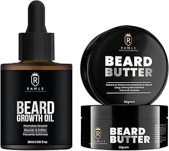 RAWLS Beard Care Combo | Beard Oil (30ml) & Beard Butter (50g) | Enriched with Argan Oil, Shea Butter & Coconut Oil | Deep Nourishment, Hydration & Softening for a Thicker, Healthier & Well-Groomed Beard
