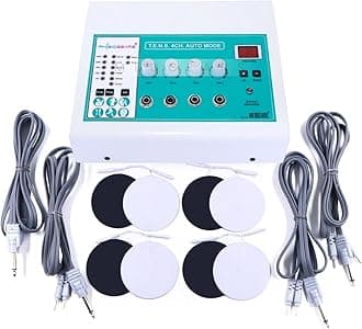 Physiogears 4 Channel Corded Electric Tens Auto Mode Multi-Function Physiotherapy Nerve Stimulator Electrotherapy Equipment with One Year Warranty All Pain Relief Device(Self-Adhesive Pad)
