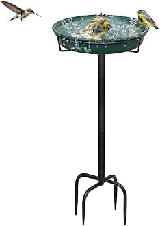 35.5In Freestanding Birdbaths Bowl Outdoor, Standing Garden Bird Bath Bird Feeder Bowl with Metal Stake, Detachable Decoration Spa Birdfeeder for Garden Patio Yard Lawn, 4 Spiky Feet (D)