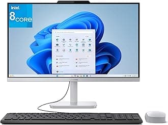 24 23.8" All-in-One Desktop Computer for Home Office, 16GB DDR4 RAM, 512GB PCIe SSD, Intel Processor 8-Core i3-N305, Lifetime Office 365 for Web, FHD AIO PC, WiFi 6, BT 5.2, Win 11, White
