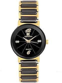 Watches for Women Round Studded Dial Girls Watches |Analogue Movemnet Ladies Watch|Long Battery Life| Adjustable Bracelet Chain Strap|Double Lock Clasp Safety Watches for Girls.