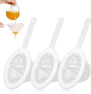 White Plastic Mesh Strainer, Ultra-Fine Nylon Mesh Sieve with Handle 100/200/400 Mesh Food Grade PP Strainer for SOYA Milk Juice Coffee Tea and Other Liquid