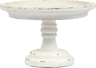 Rustic White Wood Pedestal Tray Stand for Table Decoration,Round Distressed Finished Cake Stand Dessert Table Display,Farmhouse Cake Stand Candle Holder Perfect for Weddings,Birthdays