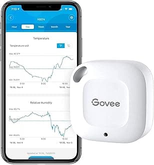 Govee Bluetooth Thermometer&Hygrometer, Mini Accurate Humidity and Temperature Sensor with Data Storage Export for iOS/Android, Temp Humidity Monitor with Alert for House Wine Living Room Baby Room