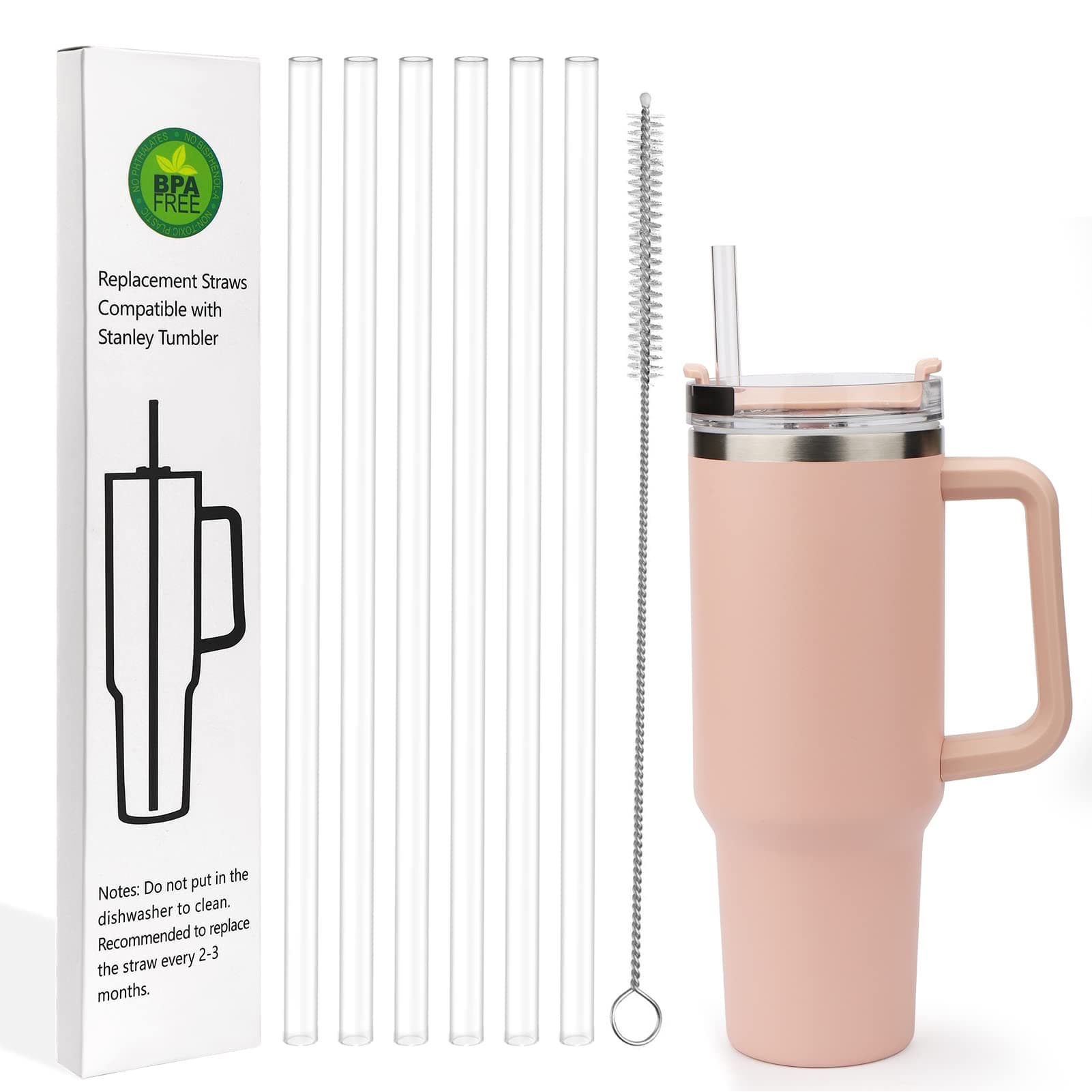 6 Pack Replacement Straws Compatible Stanley Tumbler