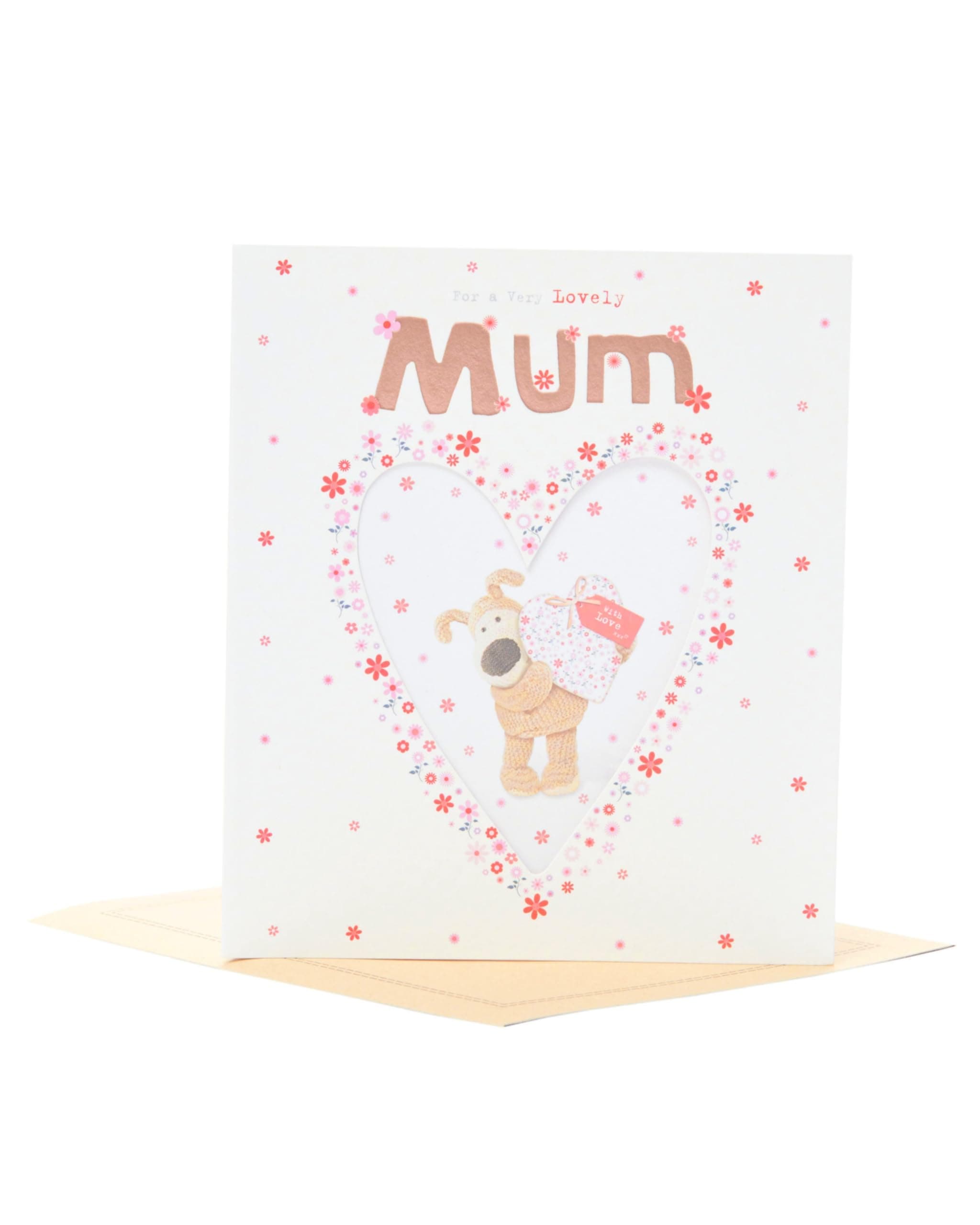 Boofle Birthday Card For Mum With Envelope - Sweet Design With Patterned Heart, Multi, 737937-0-1,159mm x 184mm