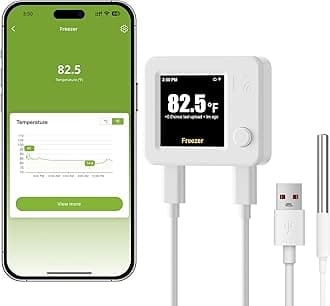 MOCREO WiFi Refrigerator Thermometer with Freezer Alarm, Digital Temperature Sensor with App & Email Alert, 2 Years Free Data Export, Remote Monitor for Fridge, Fish Tank