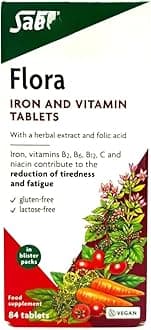 Iron & Vitamins FloraTablets with Herbal Extract, Gluten-Free, Lactose-Free, Suitable for Vegans, Pack of 1, 84 Tablets in Total