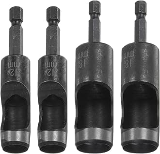 HARFINGTON 4pcs 12mm,18mm Leather Hollow Hole Punch 1/4" Hex Shank for Drills, Belt Hole Punch Punching Cutter Tool for Leathercraft Working